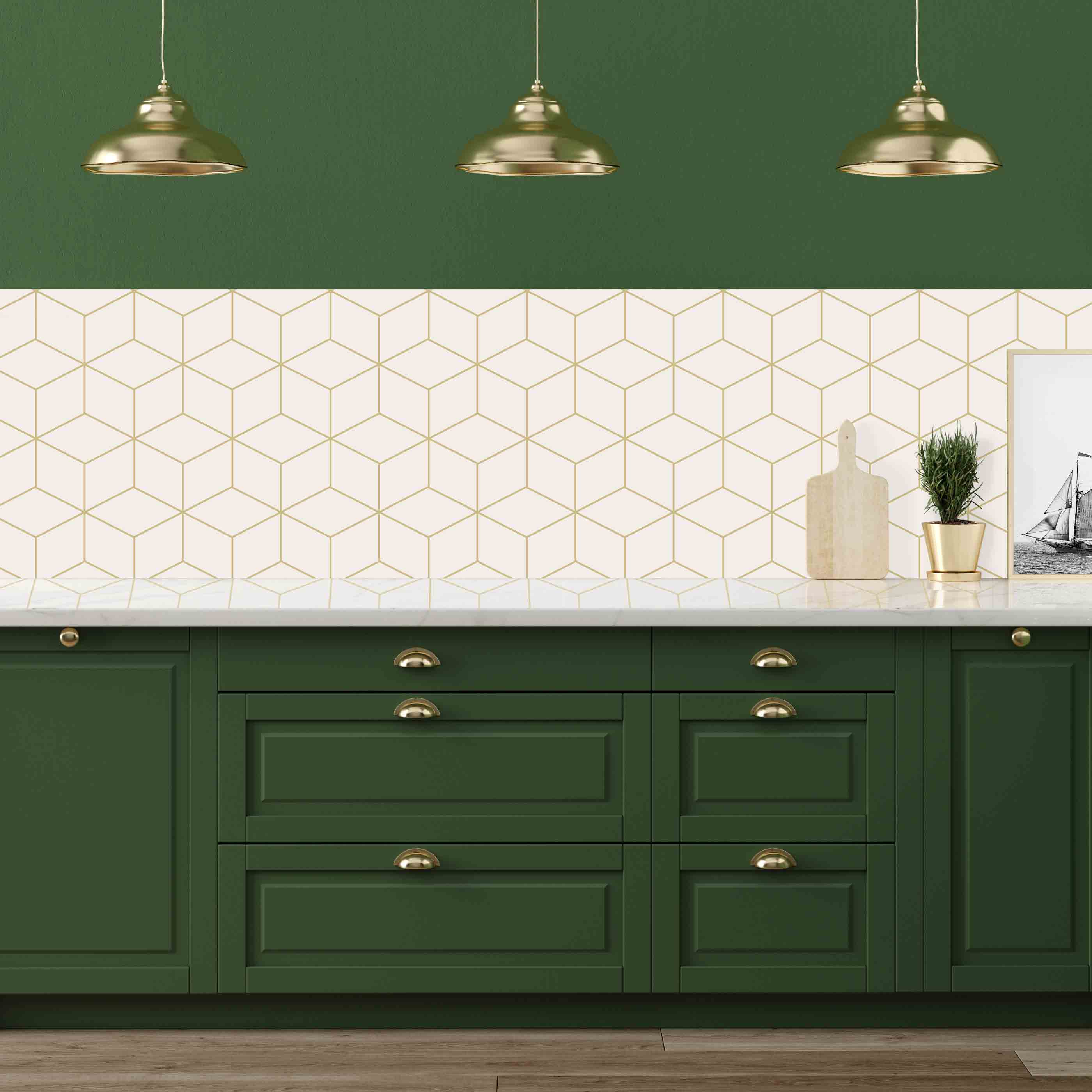 Kitchen Panel Hexagon Creme