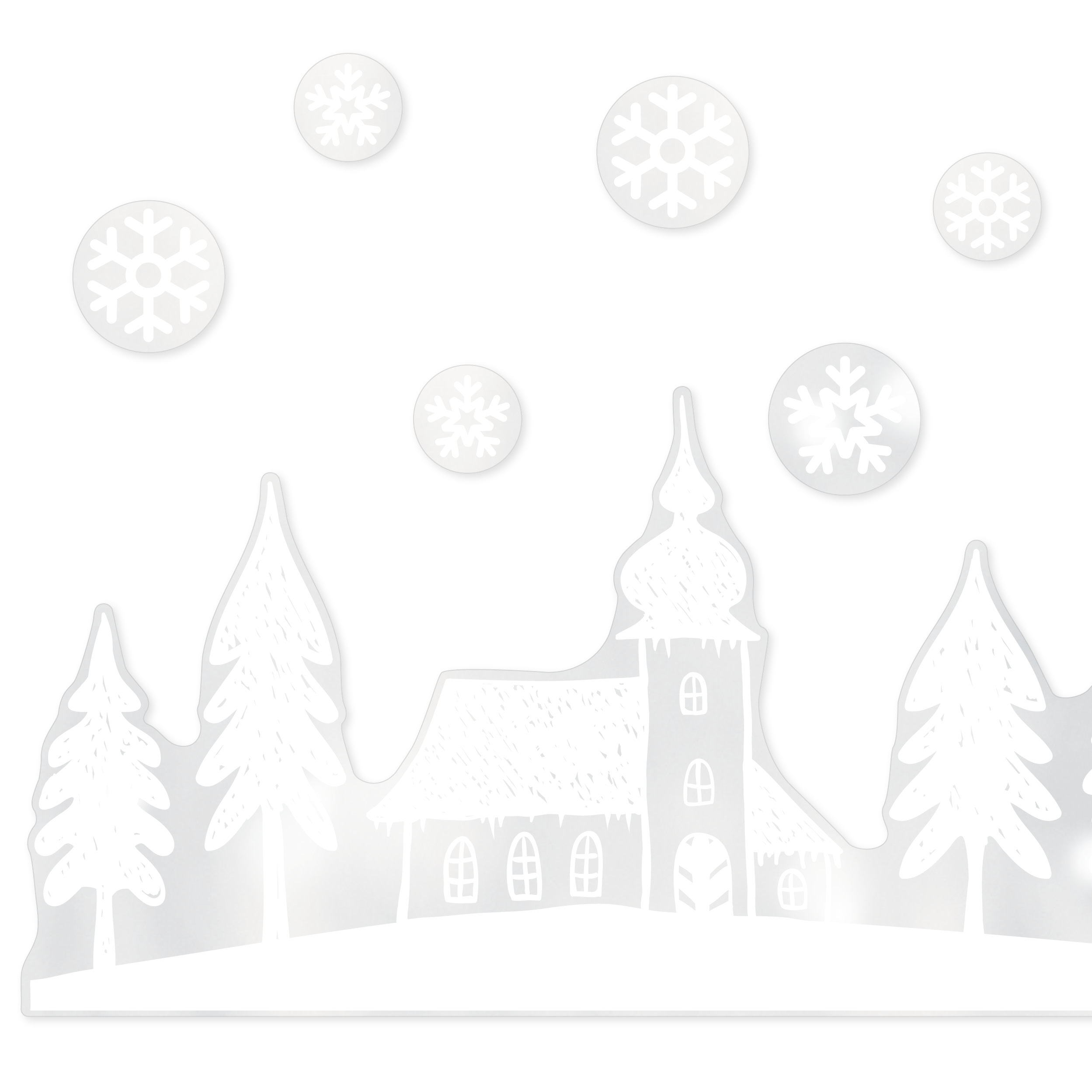 Fensterdekorationsfolie Winter Village White konturgeschnitten