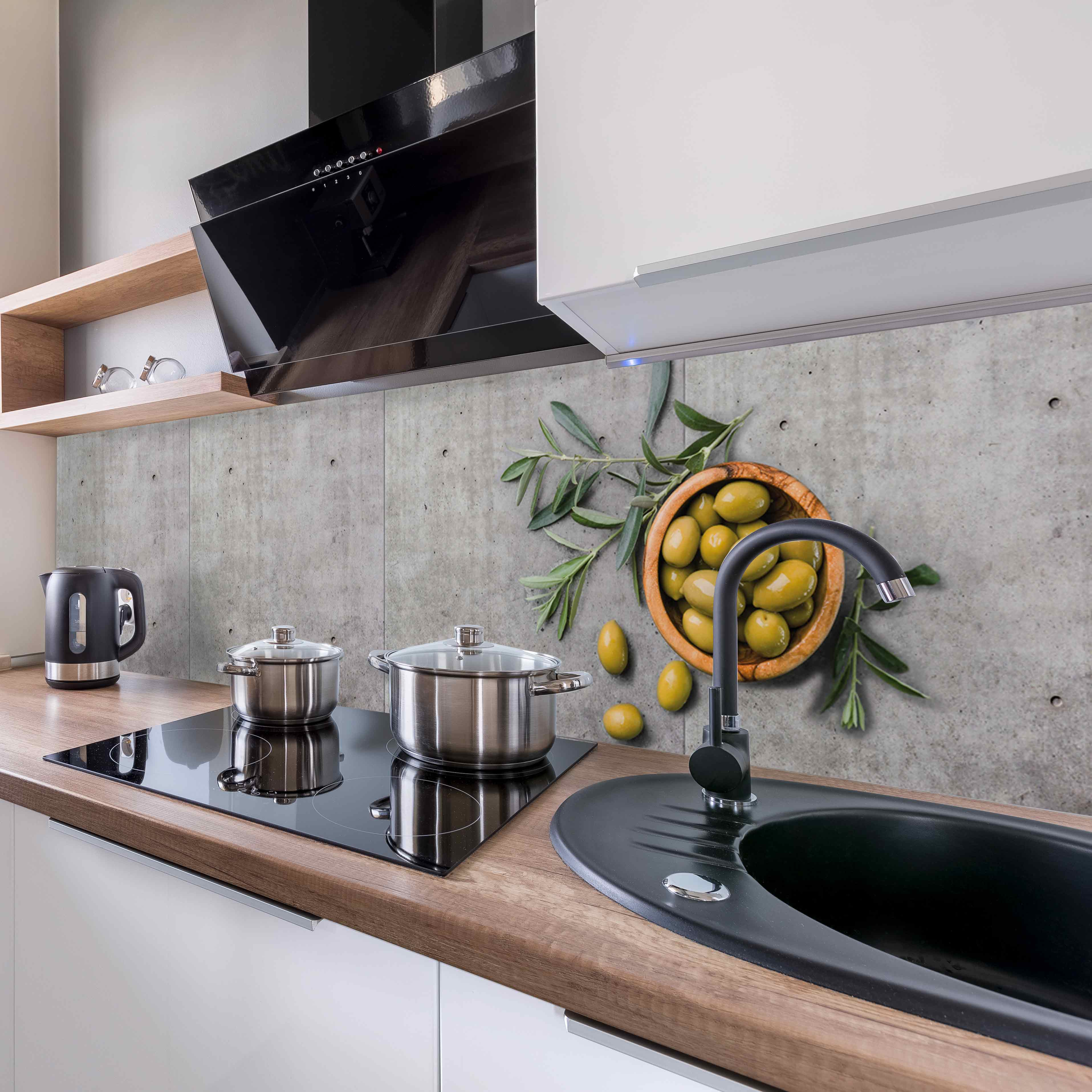 Kitchen Panel Olive and Concrete